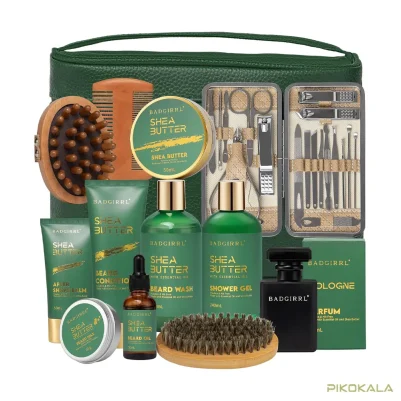 پک 32 عددی Shea butter bath and beard care kit برند Badgirrl مخصوص آقایان